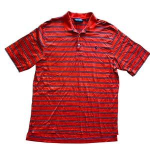 Polo golf polo Ralph Lauren orange blue striped polo short sleeve shirt Sz L